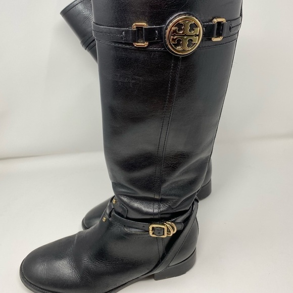 Women’s Tory Burch Leather Riding Boots with Gold Hardware - Picture 1 of 10